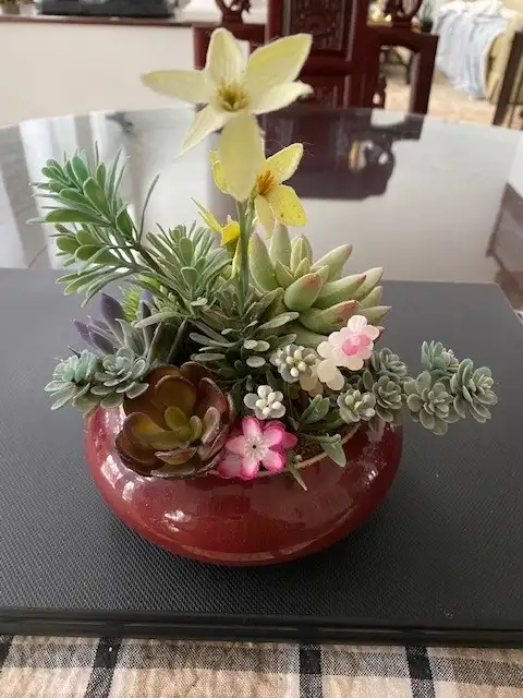 Beautiful Artificial Flowering  Cactus Plants in Ceramic Pot632347028538911224