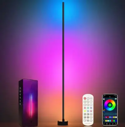 Miortior Corner Floor Lamp - Smart RGB LED Corner Lamp with App , View more