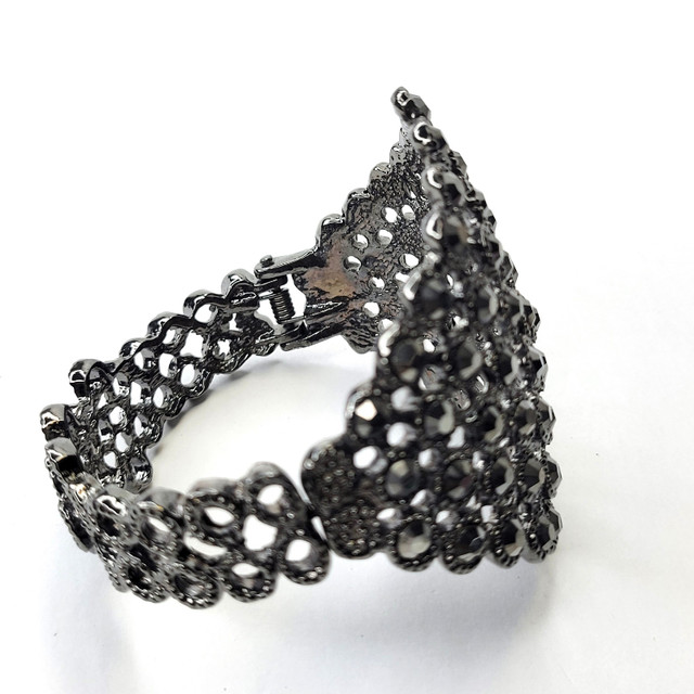 Hematite Rhinestone Wide Cuff Bracelet in Jewellery & Watches in St. Catharines - Image 2