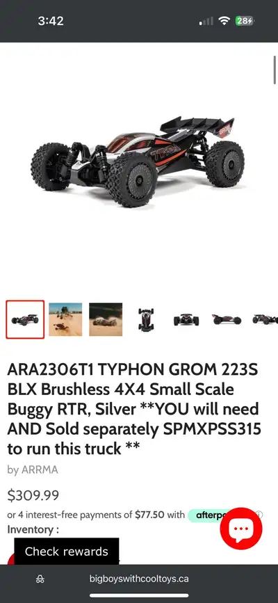 New Arrma Typhon Grom Brushless RC Buggy, View more