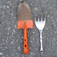$15 Vintage garden utensils tools stainless claw steel scoop