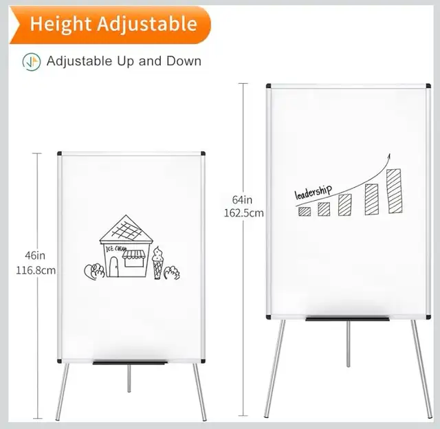 VIZ-PRO Tripod Easel Whiteboard, Height Adjustable Flipchart 62863280174849121