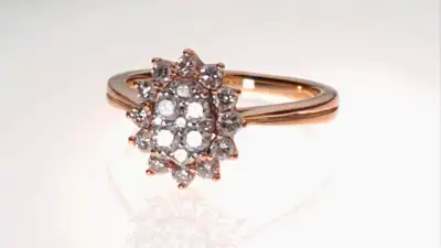 14k rose gold fancy Michael Hill ring with natural diamonds, View more