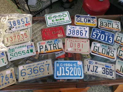 At Pickers End we find licence plates on our travels, and when we see motorcycle plates, we buy them...