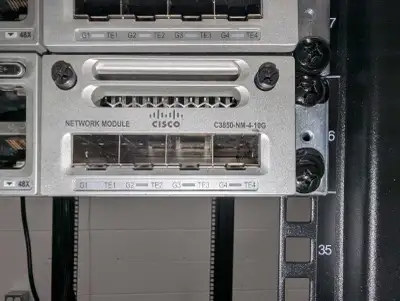 This used Cisco C3850-NM-4-10G network module provides four 10GBase-T ports for high-speed connectiv...