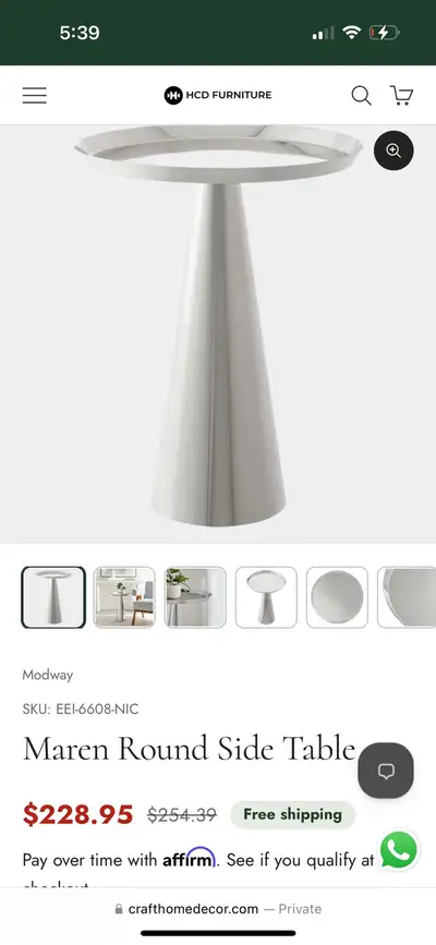 Modway Maren Round Side Table, View more
