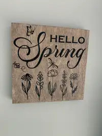 Hello Spring wood sign