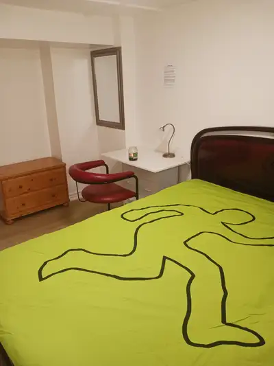 A brand new private daily room with a queen-size bed