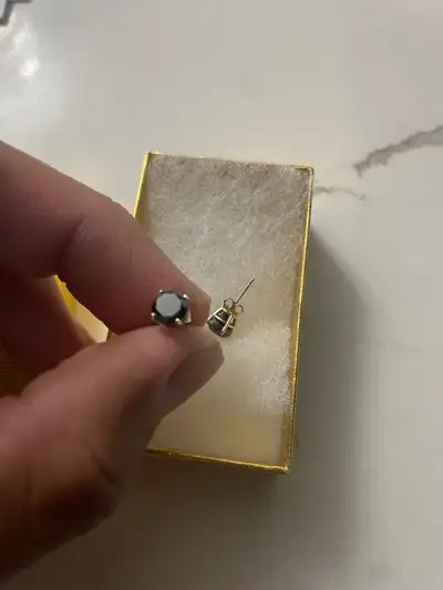 100% Real Black diamond earrings 10K Gold, View more