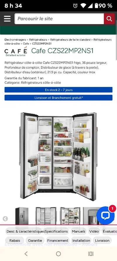 *aubaine*6mois/payé 4000$ GE Cafe CZS22MP2NSI, 36' larg, 30"prof, View more