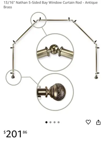 New Bay Window Adjustable Curtain Rod Antique Brass, View more