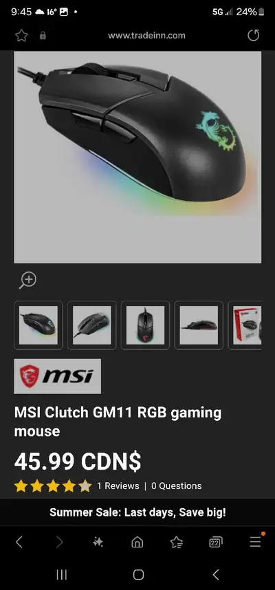 Product description MSI Clutch GM11 RGB gaming mouse Features: - Customize Your Gm11 With Millions O...