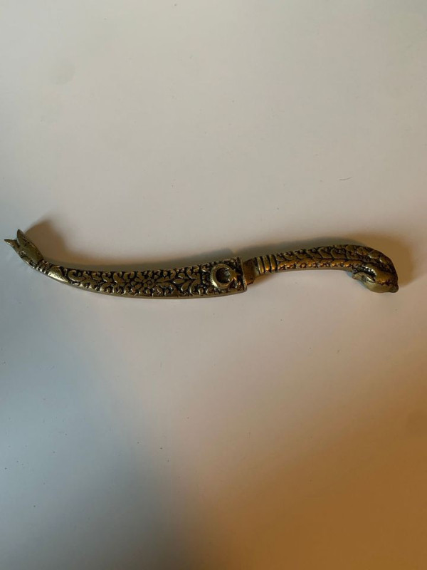 Vintage Istanbul Turkey Ornate Brass Letter Opener w Sheath scab in Arts & Collectibles in Sault Ste. Marie - Image 4