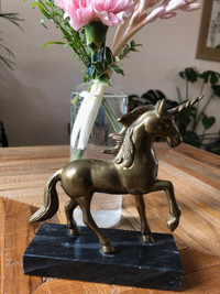 Vintage Brass Unicorn Sculpture- fantasy art