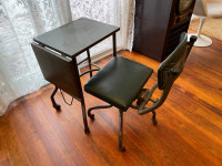 Rare Vintage HARTER industrial metal  typewriter table & chair