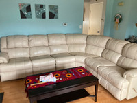Leather Sectional Couch with 3 Recliners