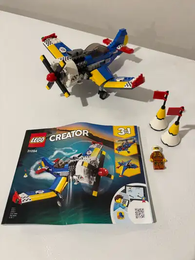 Selling a used Lego 31094 Race Plane set, a cool 3-in-1 creator model for building fun and display....