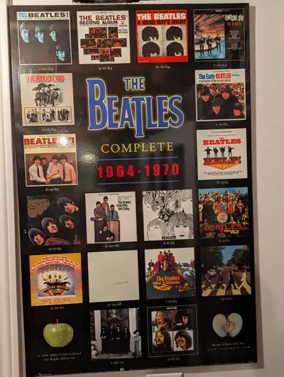 Beatles album covers all on one large plaque. 34" h X 22" w. Asking $35 Text Mike at 226 339 6680