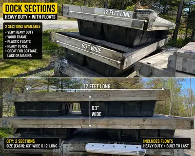 Used boat dock sections available. Solid, heavy-duty pieces with multiple sizes and configurations a...