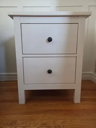 IKEA white 2 drawer Hemnes nightstand (no longer sold in Canadian stores). Regularly retails for $15...