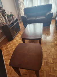 Genuine leather and 2 tables 