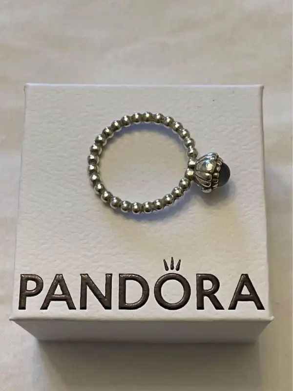 Authentic Pandora Birthday Blooms Ring, size 7, moonstone June in Jewellery & Watches in City of Toronto - Image 3