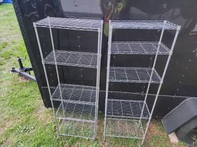 2 Smaller Stainless Steel Shelves With 5 Shelves Each, View more