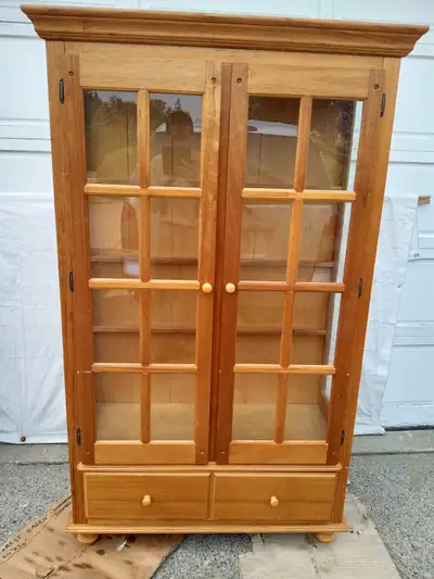 China Cabinet With Glass Doors & Drawer, View more
