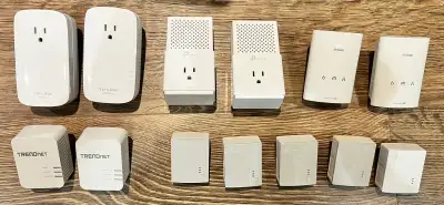 Lot of 14 Powerline Ethernet Adapters (TP-Link,D-Link,TrendNet), View more