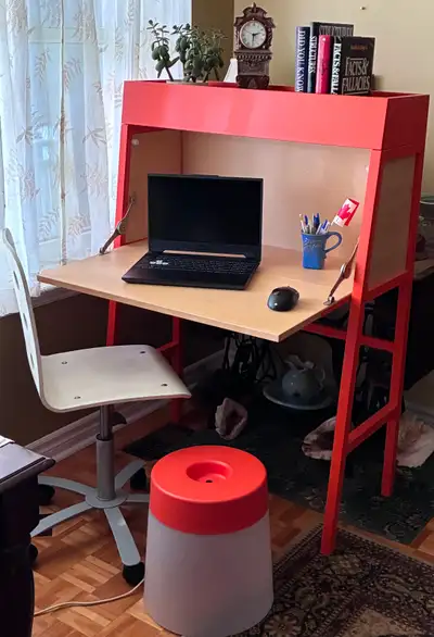 IKEA Desk, lamp and chair, View more