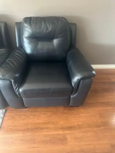 Genuine Black Leather Set of Sofa, View more