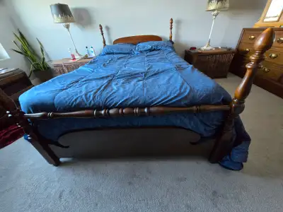 Double mattress, boxspring and wooden frame, (free to good home), View more
