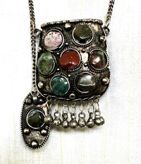 Healing Pendant with Stones and Hinged Lid