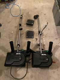 electric downriggers, weights, fishing rods