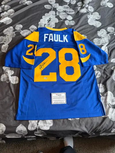 Marshall Faulk autographed Mitchell and Ness legacy jersey COA, View more