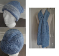 New Custom Hand Made Scarf and Hat/cap Wool, Mohair,