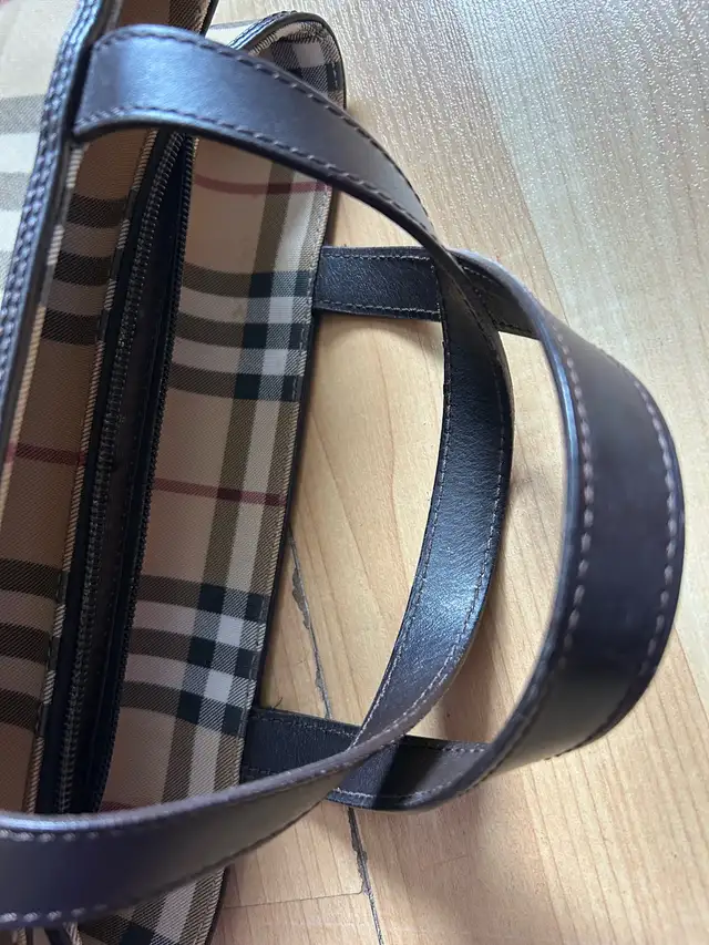 Burberry Nova Check Hand Bag PVC Leather Beige Dark Brown $175 in Women's - Bags & Wallets in Oakville / Halton Region - Image 8