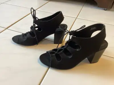 Black Faux Suede Slingback Sandals - Women’s Size 9, View more
