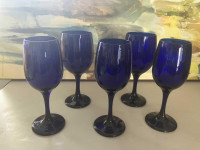 VINTAGE COBALT BLUE WINE GLASSES