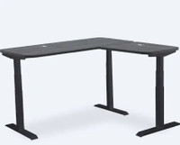 Used MotionGrey 3-Legged Standing Desk w/ Tabletop, Monitor Arms