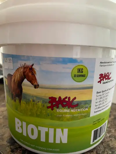 BASIC EQUINE NUTRITION BIOTIN 1KG-33 SERVINGS, View more