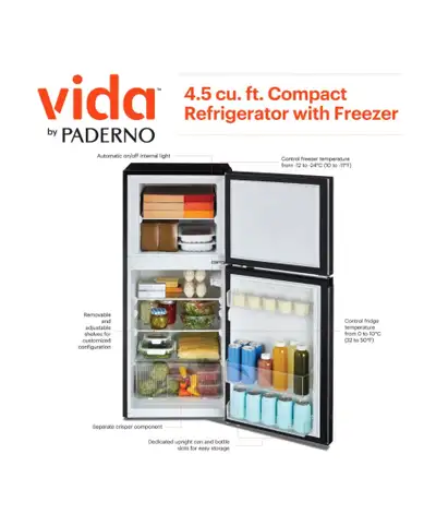 Almost New Mini Fridge (4 Ft tall) – Separate Freezer, Great, View more