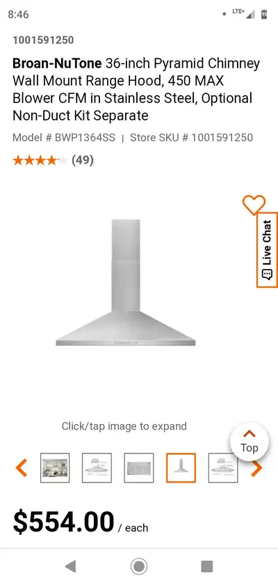 36 INCH RANGE HOOD, View more