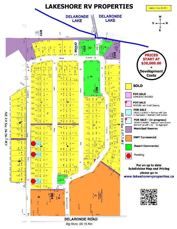 TITLED RV LAKE LOTS FOR SALE On Delaronde Lake Big River, SK Land