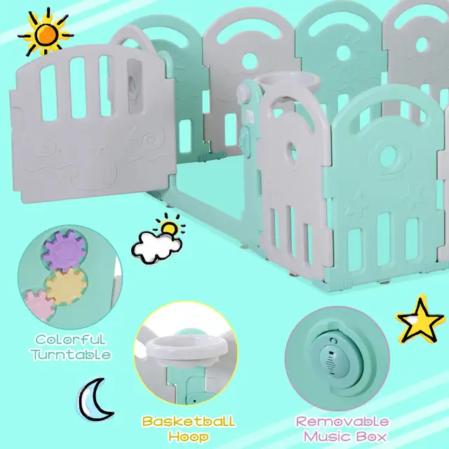 Qaba Baby Enclosure, 16 Panels Baby Playpen Baby Play Yard in Arts & Collectibles in Markham / York Region - Image 5
