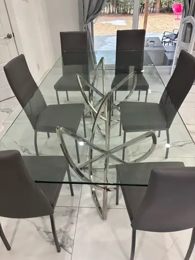 glass table and chairs , View more