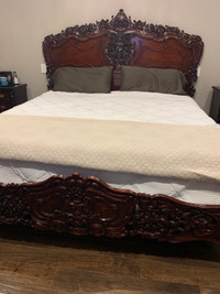 Antique King Size Bed with 2 Oversized nightstands 