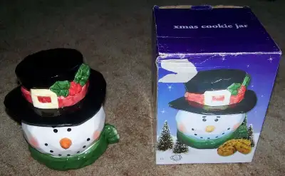 Ceramic snowman cookie jar, View more