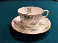 Aynsley Cup And Saucer With spiral Design And Blue Bouquets #18