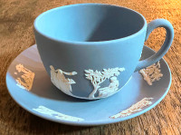 Wedgwood Jasperware Blue Tea Cup & Saucer